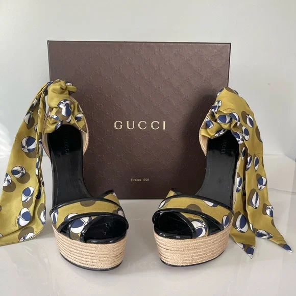 AUTHENTIC GUCCI RESORT COLLECTION WEDGES - Picture 3 of 11